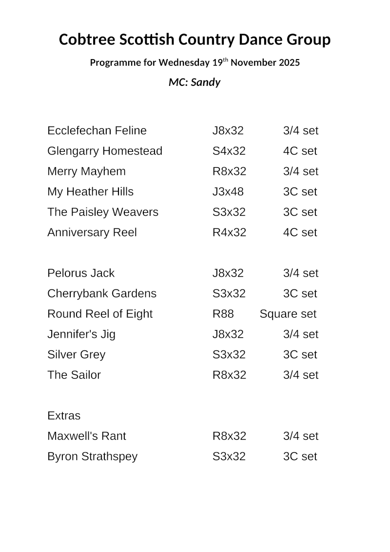 Programme 19th  November 2025