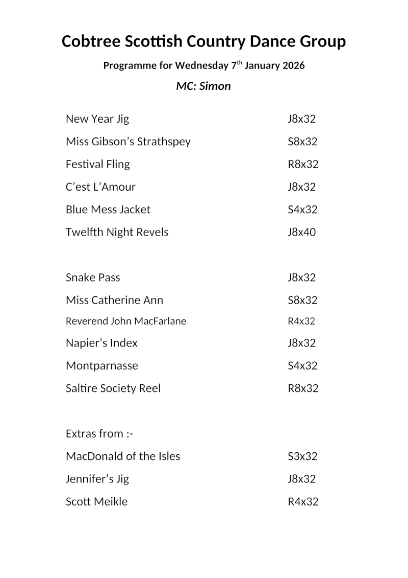Programme 7th January 2026