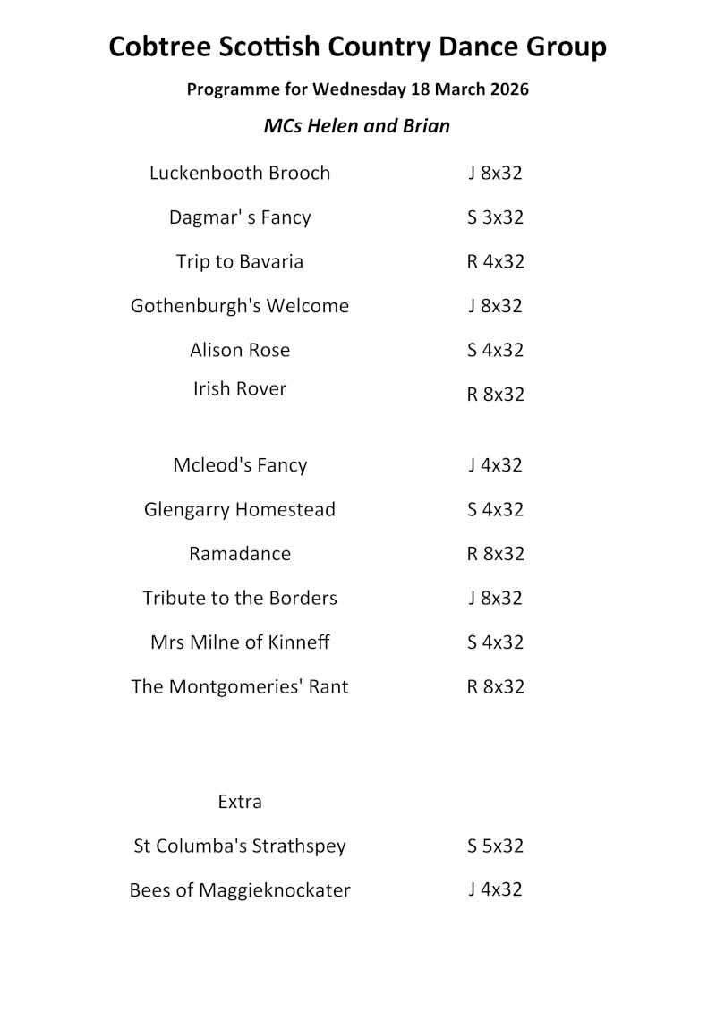 Programme 18th March 2026