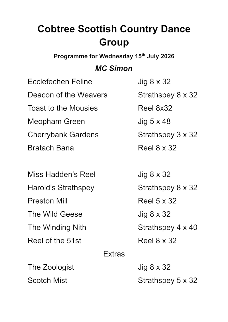 Programme 15th July 2026